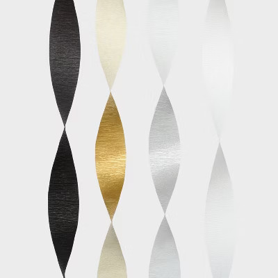 4ct New Year's Eve Crepe Streamers Black/Gold/Silver/White - Spritz™ | Target