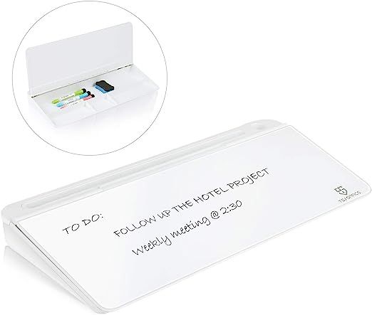 Small Glass Desktop Whiteboard Dry-Erase-Board - Computer Keyboard Stand White Board Surface Pad ... | Amazon (US)