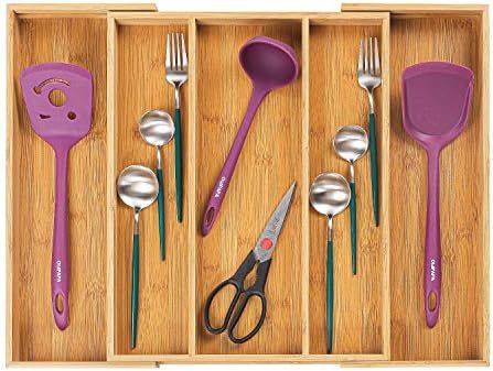 Utoplike Bamboo Cutlery Tray Expandable Drawer Organizers for Utensils Holder, Cutlery Tray Organ... | Amazon (UK)