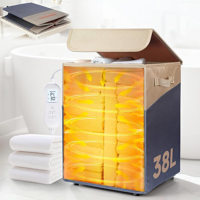 38L Foldable Towel Warmer Bucket - Large Capacity for Bathroom, Spa, Oversized Towels & Blankets ... | Amazon (US)