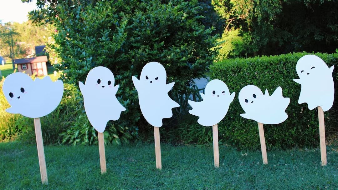 Cute Halloween Yard Ghosts All-weather White PVC Fall Lawn - Etsy | Etsy (US)