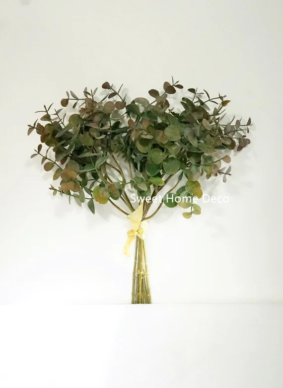 JennysFlowerShop 14'' Faux Eucalyptus Greenery Bunch, Fake Eucalyptus, Artificial Eucalyptus, Sin... | Etsy (US)
