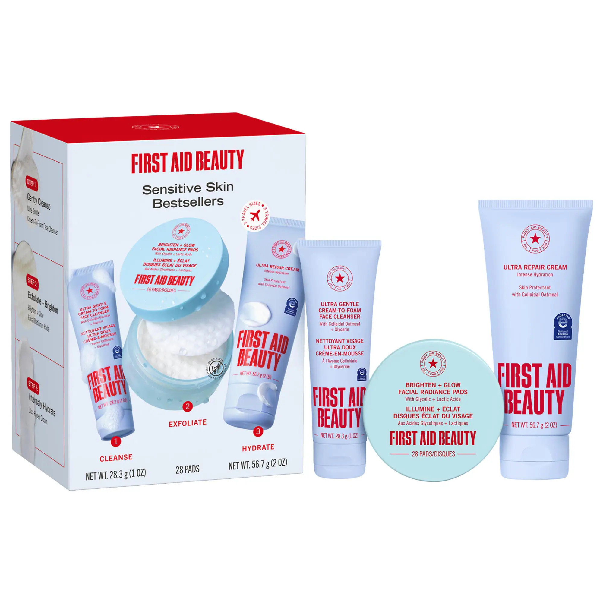 First Aid Beauty Sensitive Skin Bestsellers - Skincare Routine Travel Set | Sephora (US)