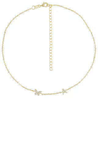 Pave Butterfly Initial Choker in Gold | Revolve Clothing (Global)