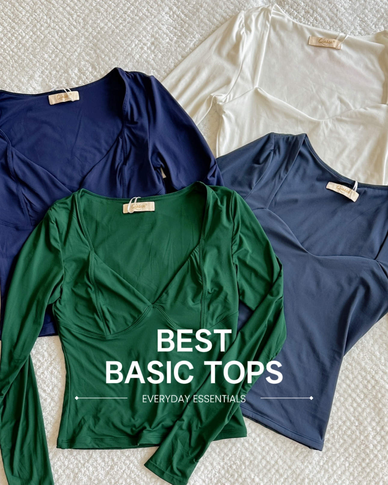 The way I’ve been wearing these tops nonstop lately! They’re perfect for the upcoming cooler fall weather and come in soo many colors 🫶 Swipe through to see the cutest essential tops this season!
 Slide 2 & 3: Qinsen (via Amazon) is absolutely worth the hype. Their clothes are double lined, stretchy and snatch you in all the right places. I got this top in two different colors ~ forest green and estate blue (navy). Wearing size small in both, but may size up to medium next time for more slack in the arms. Just not sure if it would be as ~snatching~ as the smaller size. Either way it’s super stretchy, comfy, and easy to wear 🥰 Note: only the bodice is double-lined. The sleeves are a slightly thinner material
 Slide 4 & 5: Another cutie from Qinsen, this time with a simple sweetheart neckline and more relaxed fit. I got the colors white & navy blue because they’re neutral and can match with so many different looks! Especially ones that will be on-trend this fall like coquette, old money, and minimal. Note: BOTH the bodice & sleeves are double-lined, which is different from the first top in this post!
 Have you tried anything from Qinsen? Lmk 🥰 
#basictops  #fashioncreator  #fashionfinds  #amazonfinds  #amazonfashion  #amazonbasics  #everydayoutfit  #everydayessentials 

#LTKStyleTip #LTKFindsUnder50 #LTKBacktoSchool