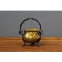 Small Halloween Decor, Copper Hammered Vessel With Handle, Mini Cauldron Iron Feet, Flower Planter,  | Etsy (US)