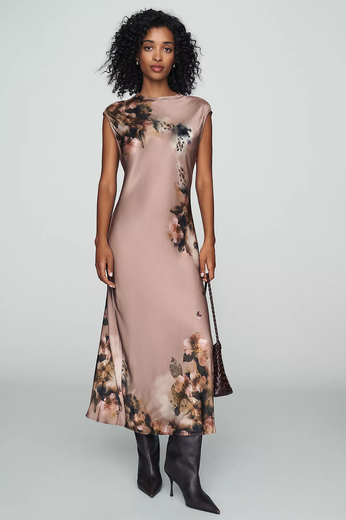 Maeve Charlette Mock-Neck Midi Slip Dress | Anthropologie (US)
