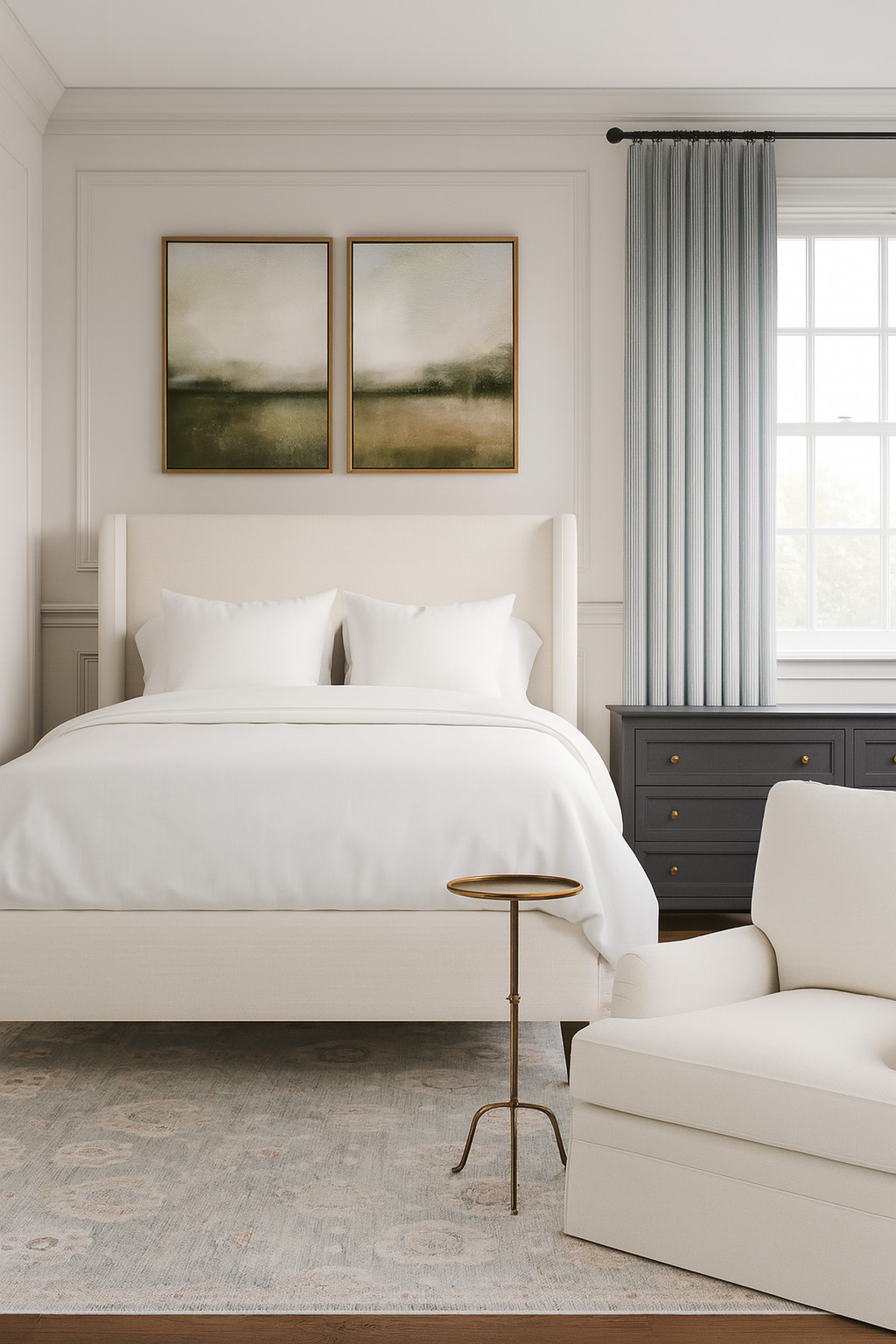 cozy bedroom design, with finds from Wayfair's Black Friday in July event. 

upholstered bed, curtains, classic bedroom, dresser, swivel chair  

 #LTKHome #LTKSaleAlert