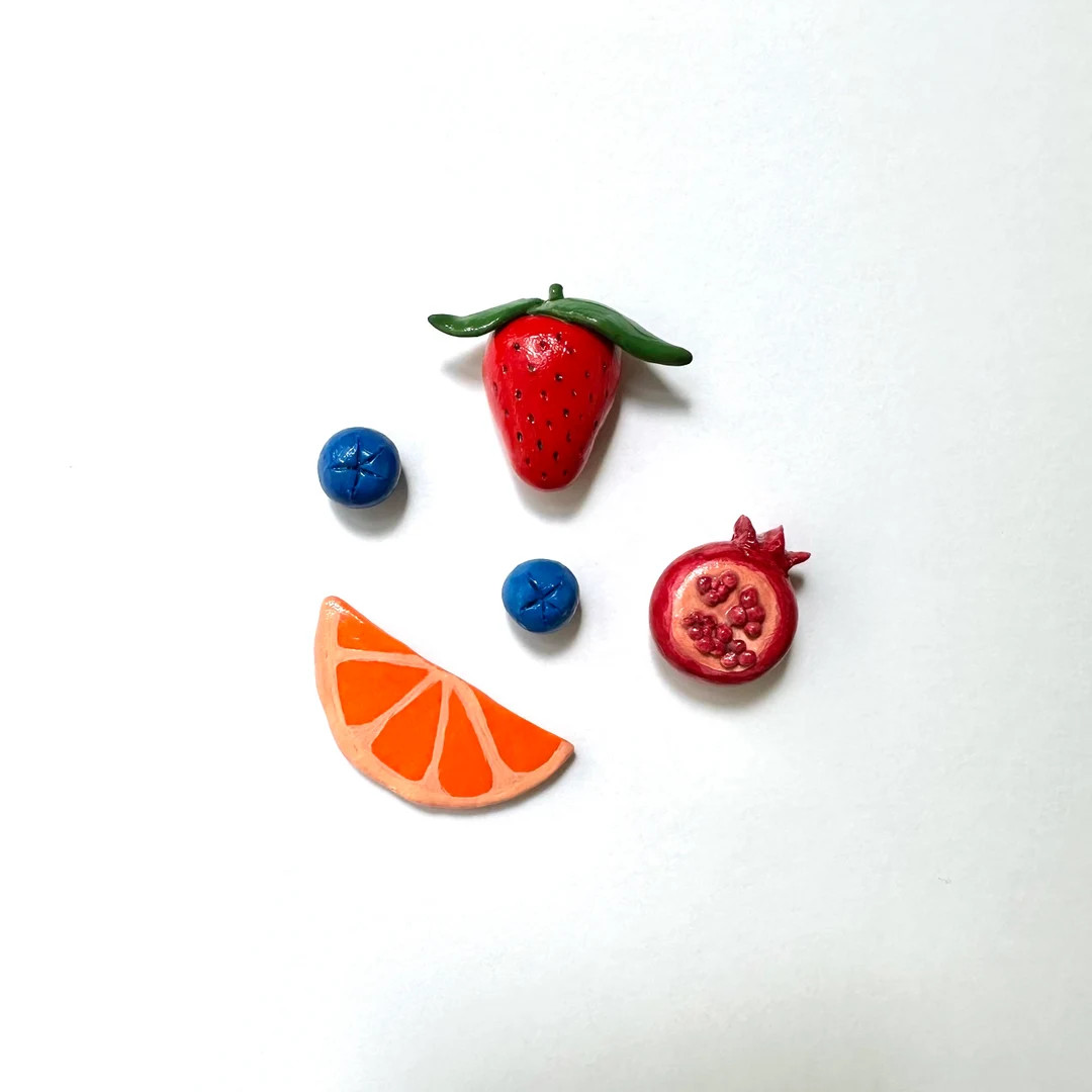 Handmade Magnets Cute Fruit Theme Set of 5 Magnets Miniature Food Clay Sculptures for Refrigerato... | Etsy (US)