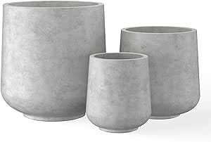Kante 15.3"+11.6"+8.2" Dia Round Concrete Planter, Large Outdoor Indoor Planter Pots Containers w... | Amazon (US)