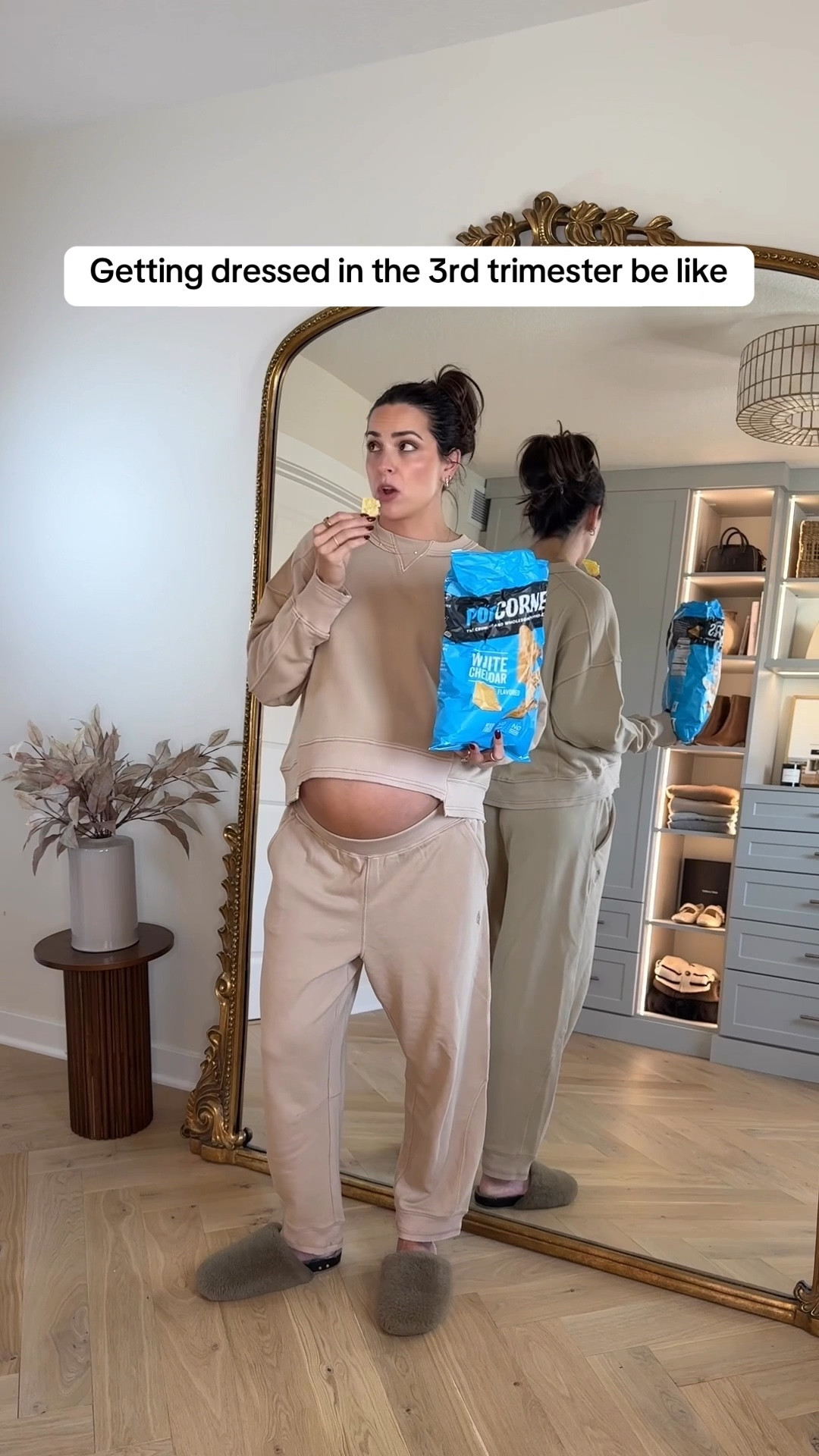 

Outfit 1–
Denim shirt: true to size (S) oversized fit
Wide leg trouser leggings: true to size (S long) 5’7” size up 1 for pregnancy 

Outfit 2–
Stripe dress: true to size (S)
Cardigan: true to size (S) 
Boots: true to size 

Outfit 3– 
Cardigan: tts (S) code TAYLOR20 
Tank: sized up (M)
Skirt: sized up (L) 

Lounge set: tts (S in both)

#LTKVideo #LTKStyleTip #LTKBump