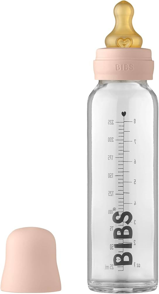 BIBS Baby Glass Bottle Complete Set 225 ml | BPA Free Natural Rubber | Made in Denmark | Blush | Amazon (US)