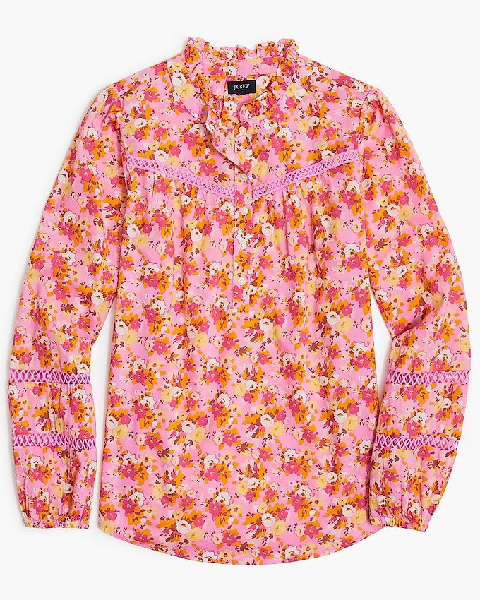 Floral ruffleneck shirt | J.Crew Factory