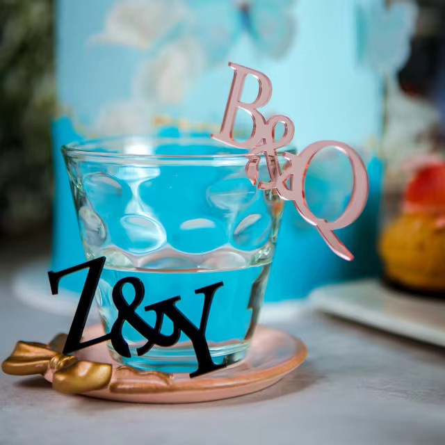 Personalized Acrylic Logo Initial Wedding Tag Drink Glass Pendant Cocktail Champagne Trinkets | AliExpress (US)