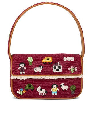 Staud Tommy Beaded Bag in Burgundy | FWRD 