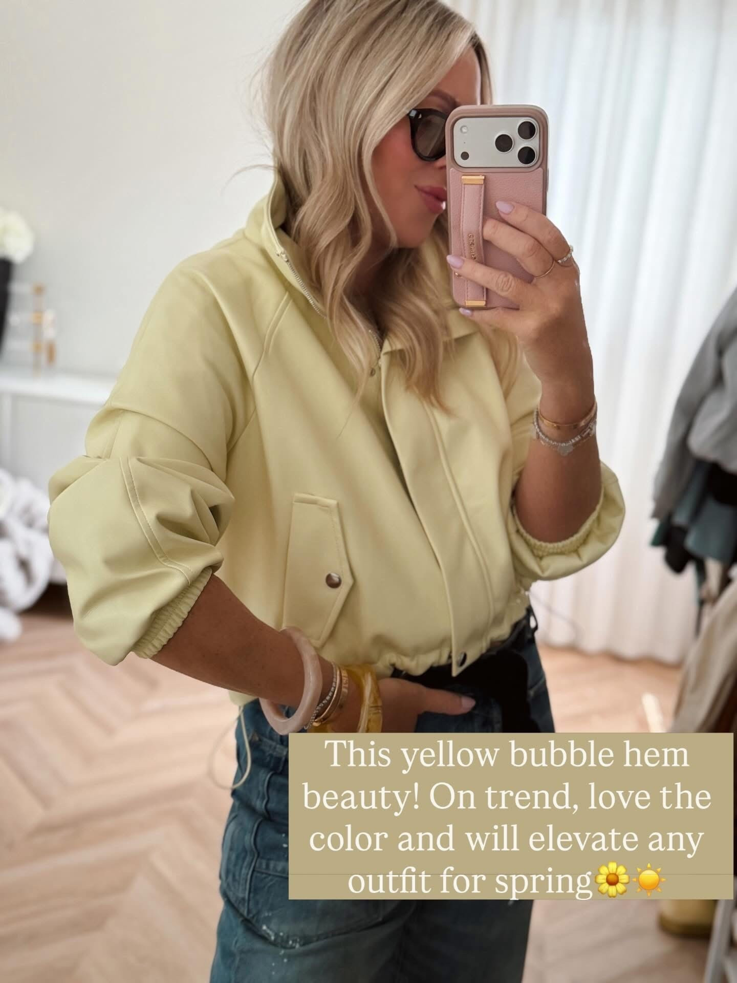 Faux leather and butter yellow☀️🌼💛! 
It’s soft and I love the color! I’m in small.
Spring jacket you need! 

#LTKootd #LTKSeasonal #LTKSaleAlert