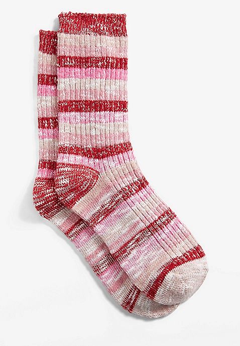 Striped Marled Crew Socks | Maurices