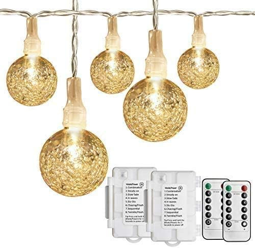 Koopower 2 Pack 18ft 30 LED Globe String Lights Outdoor,Fairy String Lights Battery Operated,8 Mo... | Amazon (US)