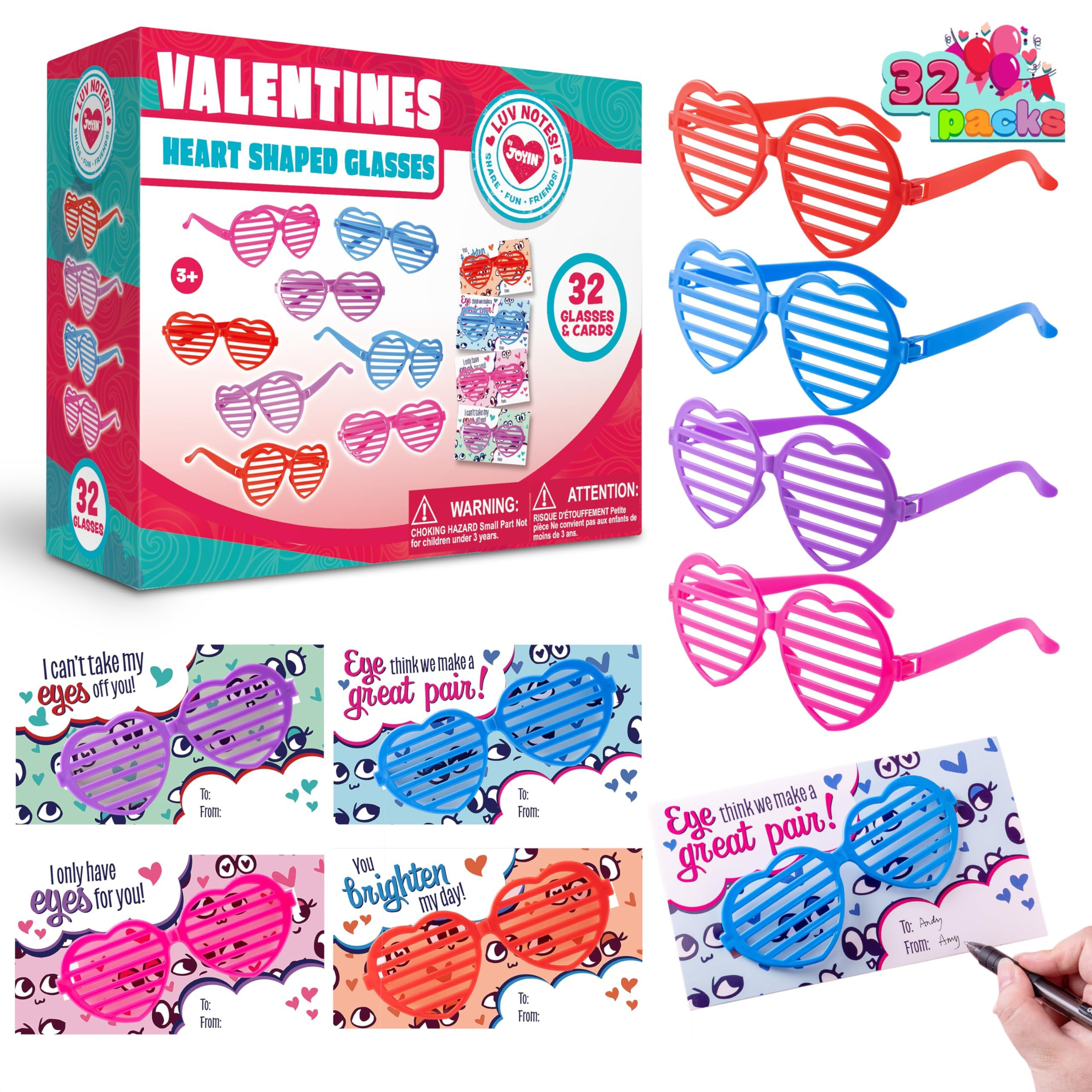 JOYIN 32 Packs Valentines Day Shade Glasses with Gift Cards Heart Shaped Shutter Heart Glasses Va... | Amazon (US)