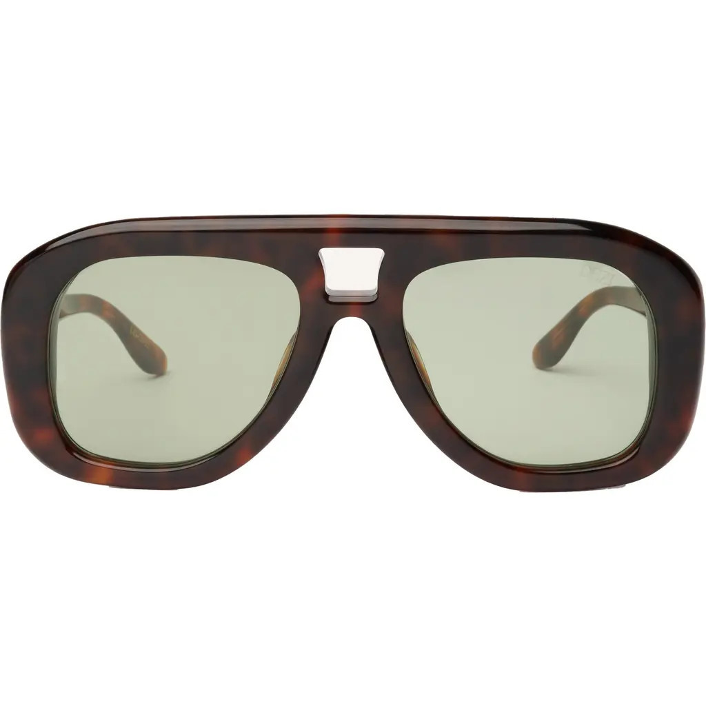 DEZI Pusha 55mm Shield Sunglasses in Fiery Tortoise /Green at Nordstrom | Nordstrom