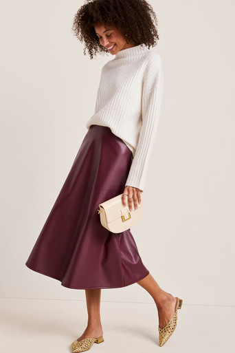 Charlotte Faux Leather Midi Skirt | Francesca's