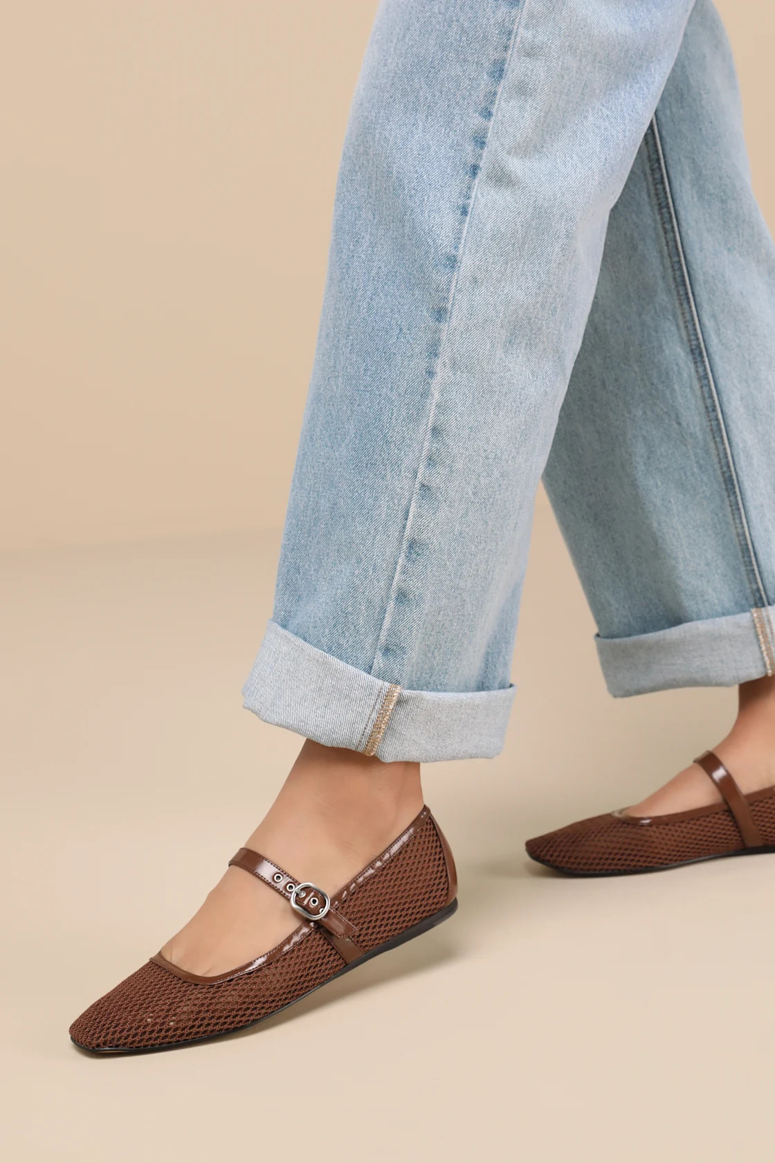 Rodni Toffee Mesh Buckle Ballet Flats | Lulus