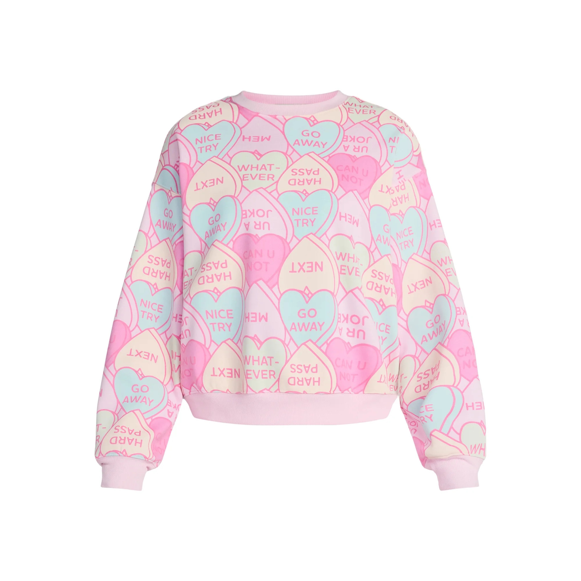 Candy Hearts Women's and Women's Plus Graphic Sweatshirt with Long Sleeves, Sizes XXS-4X | Walmart (US)