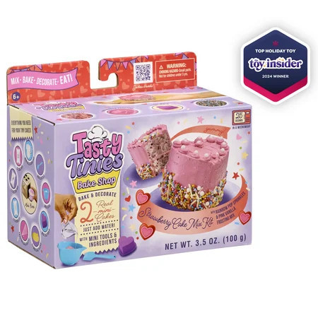Tasty Tinies Bake Shop- Mini Baking Set w/ Strawberry Cake Mix, Pink Frosting, Rainbow Sprinkles | Walmart (US)
