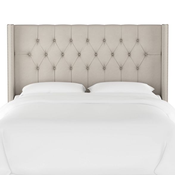 Louis Diamond Velvet Nailbutton Wingback Headboard - Skyline Furniture | Target