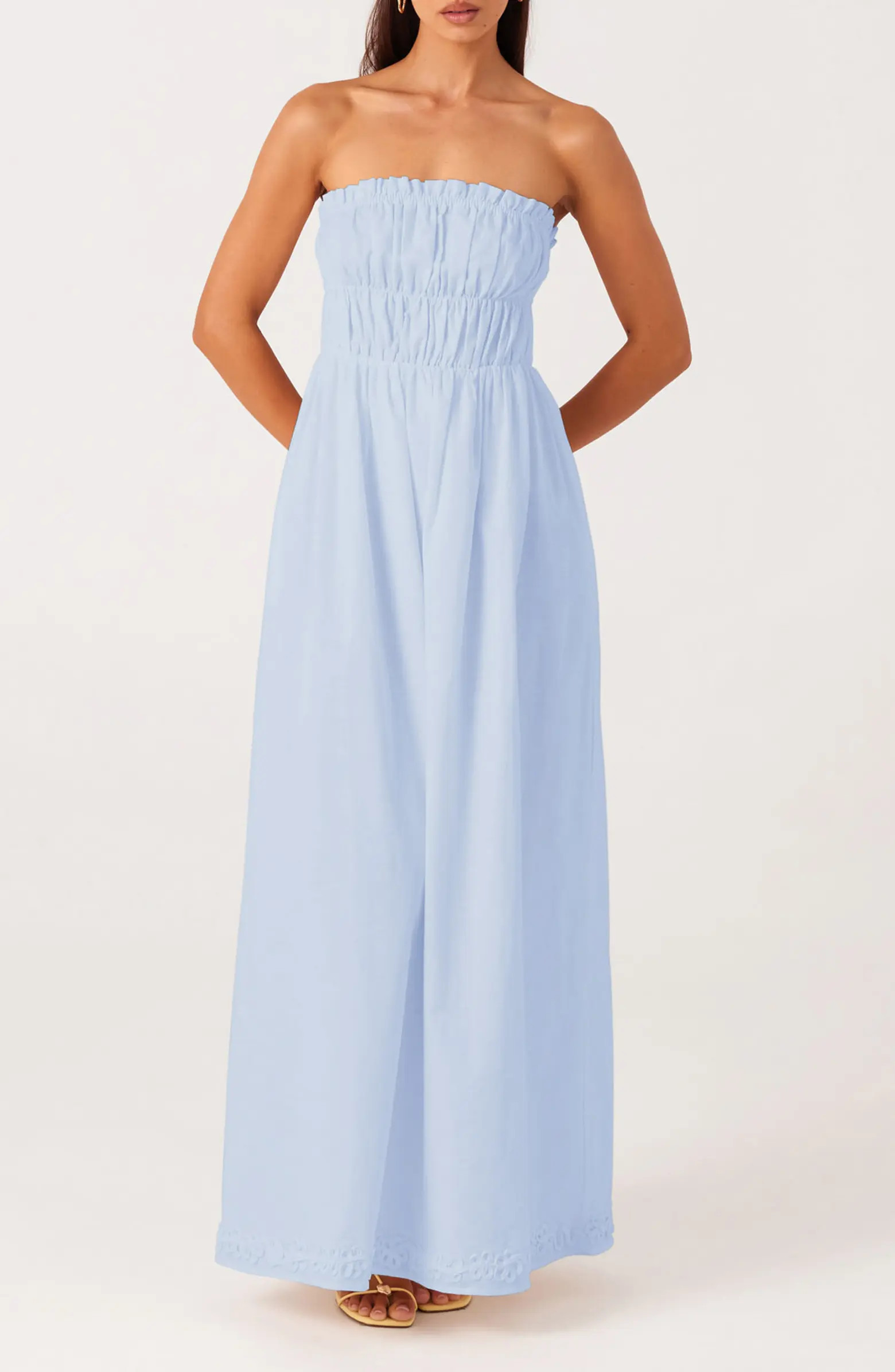SNDYS Ines Strapless Linen & Cotton Maxi Dress | Nordstrom | Nordstrom