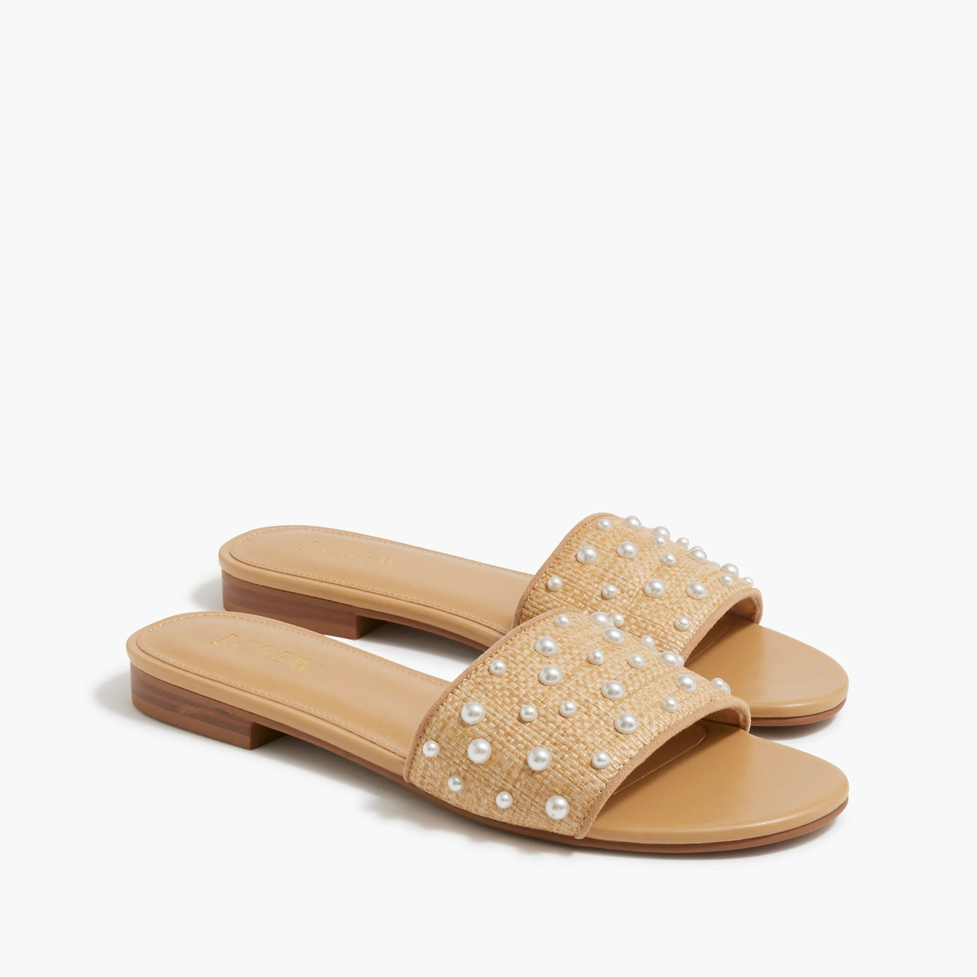 Woven pearl slide sandals | J.Crew Factory