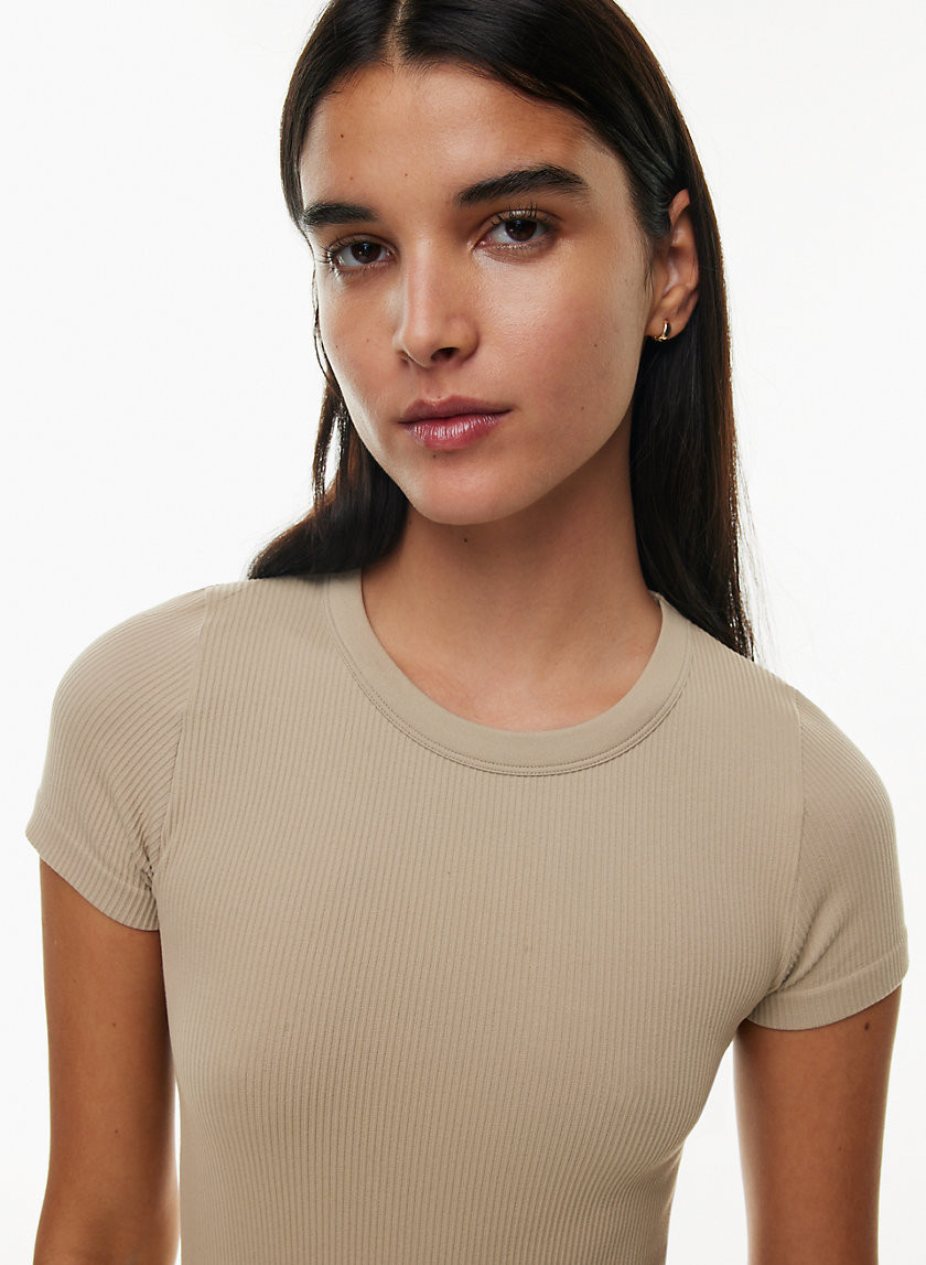 Seamless Women's Sinchseamless Rib Willow T-Shirt in Fluent Taupe size XS | Aritzia