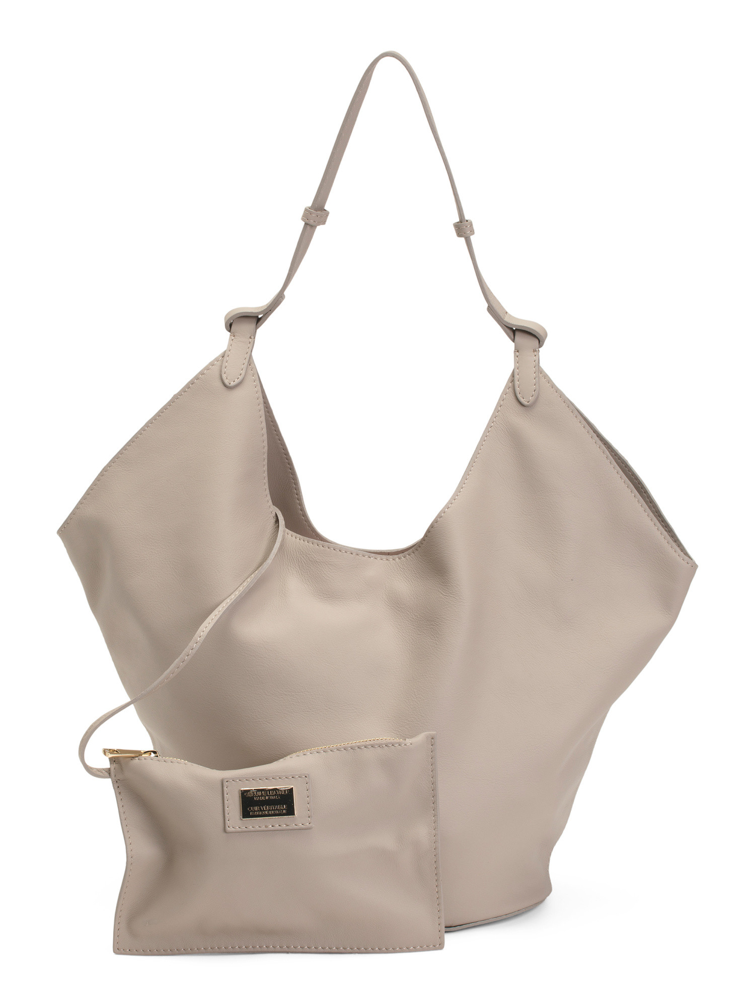 Made In Italy Leather Oval Bottom Hobo | TJ Maxx