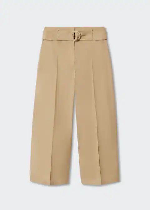 Belt cotton-blend pants | MANGO (US)