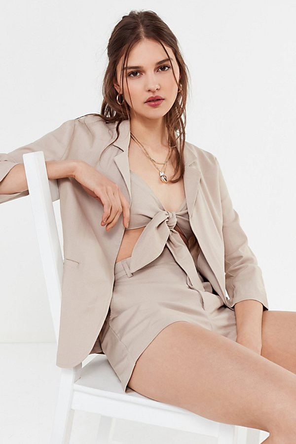 UO Linen Blazer - Beige S at Urban Outfitters | Urban Outfitters (US and RoW)