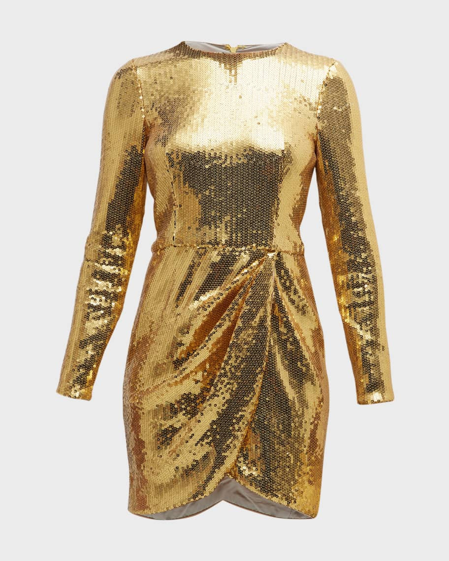 Toccin Sequin Wrap Mini Dress | Neiman Marcus
