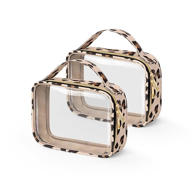 Wedama TSA Approved Toiletry Bag, 2 Pack Clear Makeup Bags with Handles, Quart Size PVC Clear Cos... | Amazon (US)