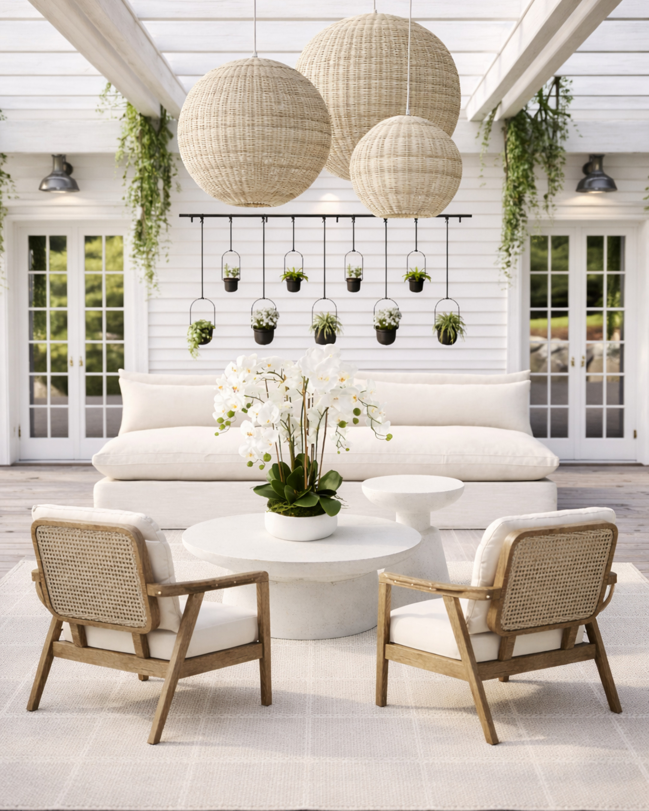 This is the kind of outdoor space that makes you want to cancel plans and stay home 🤍

Light wood, woven textures, soft neutrals, and layered greenery—this is how you get that effortless, elevated patio look without it feeling overdesigned. The oversized pendants are the statement, but everything else keeps it calm and cohesive.

If you’ve been trying to make your patio feel more like a true extension of your home… this is your blueprint.

Shop the pieces that pull this whole look together 👇 

 #LTKSeasonal #LTKHome