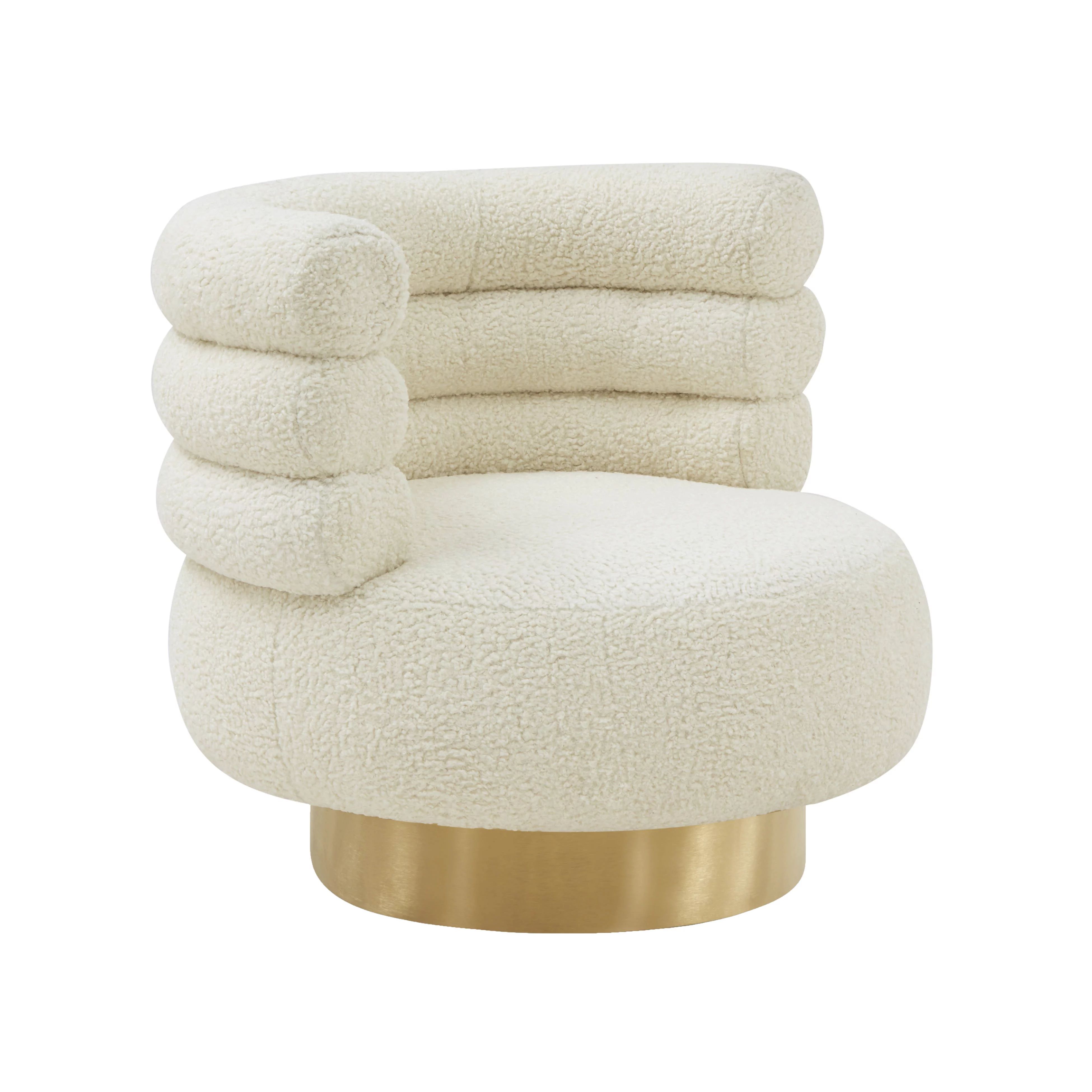 TOV Furniture Naomi Cream Faux Shearling Swivel Chair with Gold Base | Walmart (US)