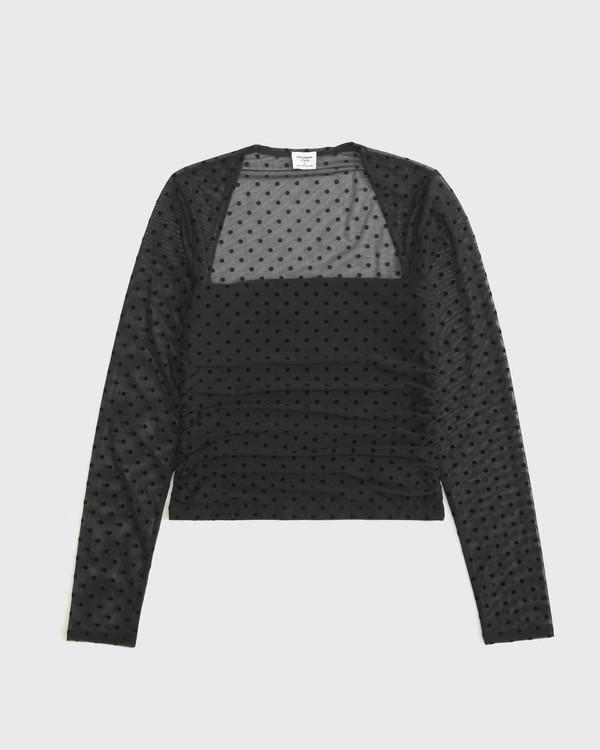 The A&F Ava Long-Sleeve Mesh Top | Abercrombie & Fitch (US)