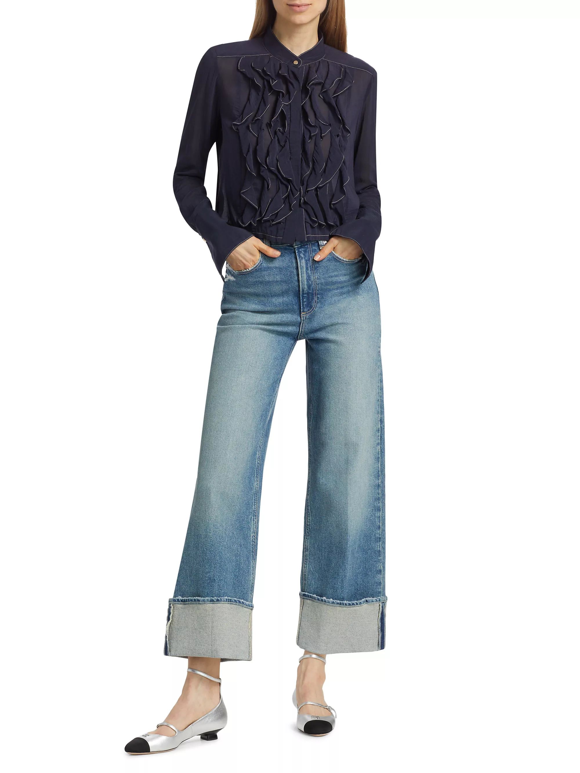 Storybook Distressed Mid-Rise Cuffed Jeans | Saks Fifth Avenue