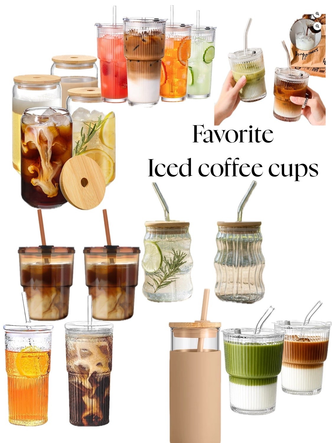 Iced coffee cups with straw spring summer cups