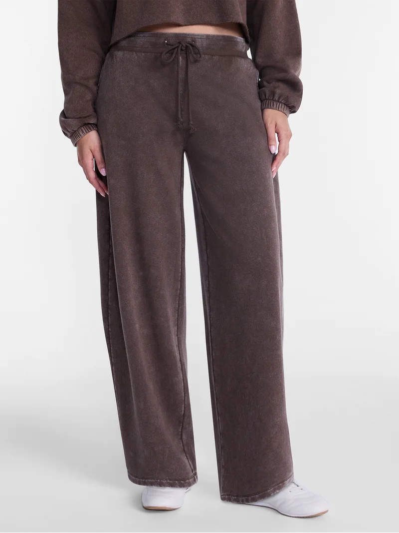 No Boundaries Mineral Wash Fleece Barrel Leg Pants, 29'' Inseam, Women's XXS-XXL | Walmart (US)