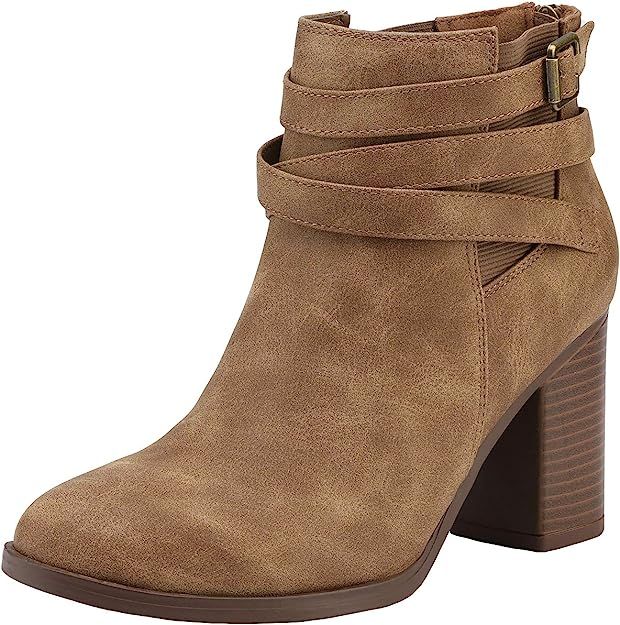 TOETOS Women's Chicago Chunky Heel Ankle Booties | Amazon (US)