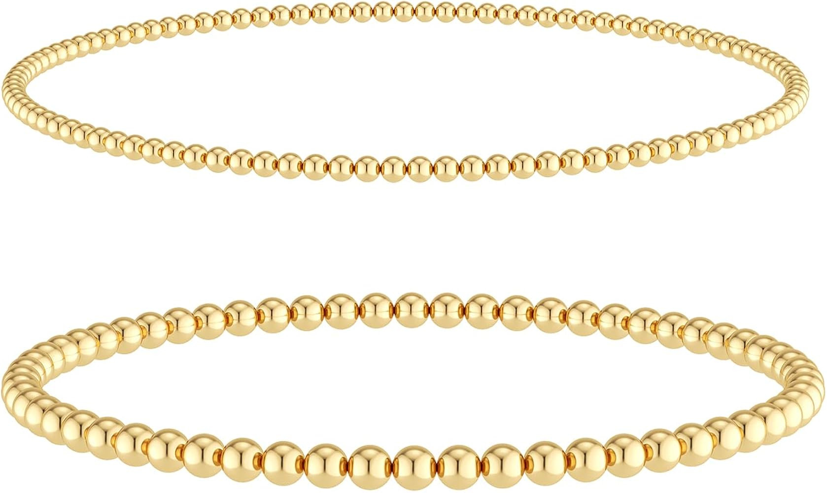 MBW Gold Bracelets for Women Beaded Bracelets Dainty Bracelet 18K Gold Plated Paper Clip | Cross ... | Amazon (US)