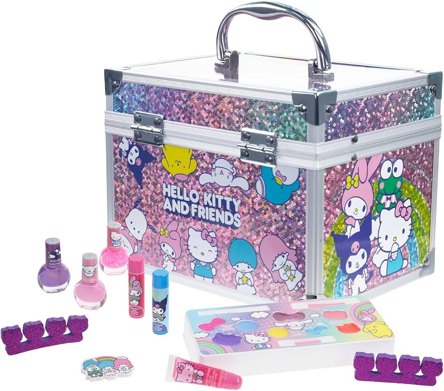 Hello Kitty & Friends - Townley Girl Train Case Makeup Set for Kids, Includes Lip Gloss, Eye Shim... | Amazon (US)
