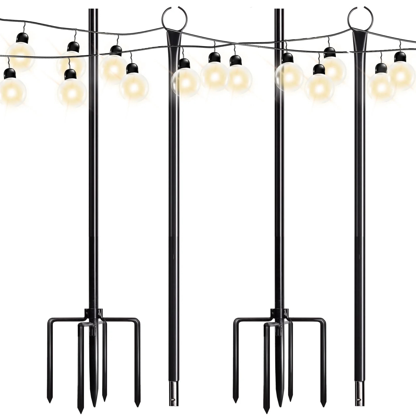 Walensee String Light Poles with Hook, 9.4FT Lights Hanger with 5-Prong for Patio Christmas Weddi... | Walmart (US)