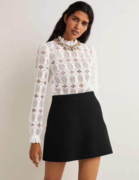 A-line Wool Blend Mini Skirt - Black | Boden (US)
