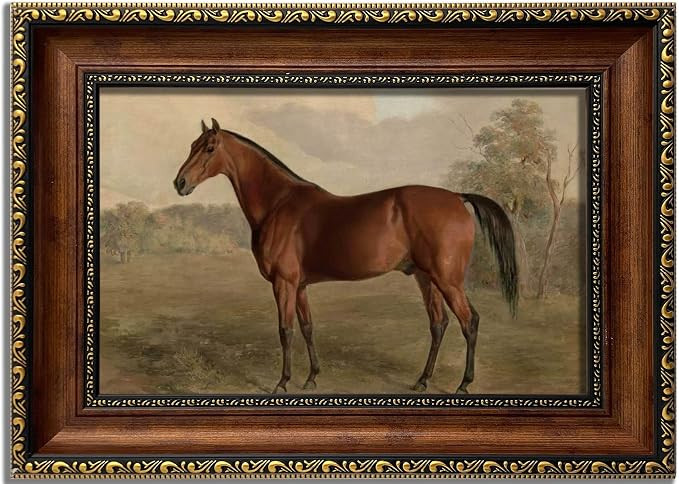 Vintage Framed Wall Art Horse Painting Farmhouse Decor Rustic Antique Equestrian Art Prints Wall ... | Amazon (US)