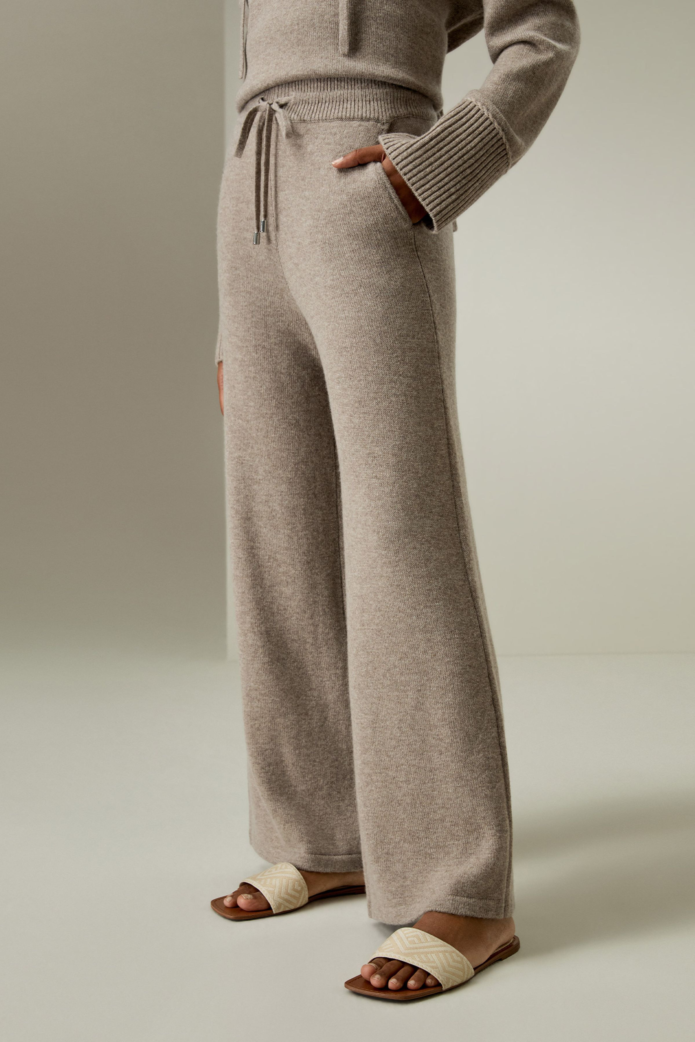 Merino Wool Jersey Wide-Leg Pants | LILYSILK